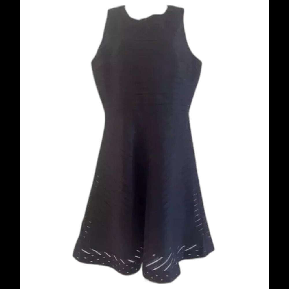 Banana Republic Shimmer Stripe Fit & Flare Layered Sheer Dress Womens 2 Blue